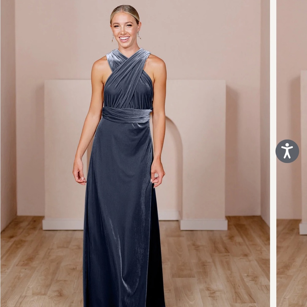 Revelry INDI BLUE COVERTIBLE VELVET BRIDESMAIDS DRESSES